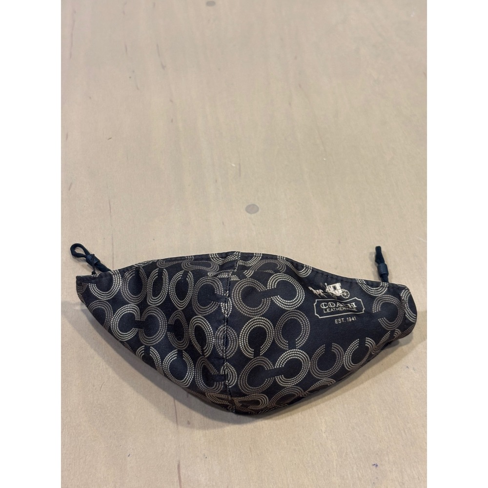 Coach Signature C Monogram Reusable Face Mask Navy Blue Grey Logo Adjustable